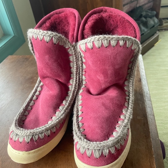 COPY - Mou Eskimo Shearling Boots Maroon Red NWT - Picture 3 of 6